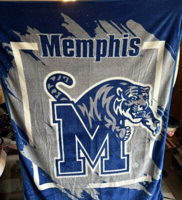 Memphis Tigers 46x60 Dimensional Design Raschel Throw Blanket NEW No Tag NCAA - Image 1 of 2