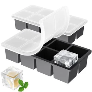 2Pk Large Ice Cube Trays 2" Silicone Square Ice Cube Molds for Bourbon Cocktail - Picture 1 of 6
