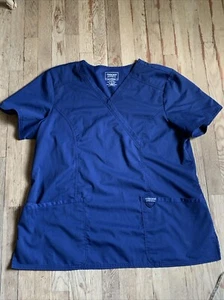 CHEROKEE XL navy Blue Ladies Scrub Top Pockets EXCELLENT - Picture 1 of 11