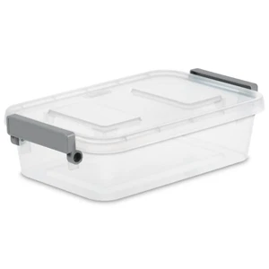 Plastic Modular Latch Box With Lid Small Storage Container Stackable Bin 2.7 Qt - Picture 1 of 12