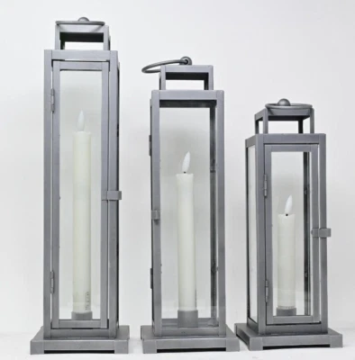 Vela cônica LED Evergreen estrutura de aço torre lanterna pacote com 3 - Cinza - Imagem 1 de 4