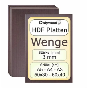 Płyty HDF MDF - 3mm - Wenge - Płyty drewniane - do lasera/CNC - Onlywood - Zdjęcie 1 z 8