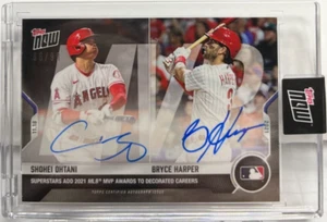 Shohei Ohtani / Bryce Harper 2021 Topps Now MLB Dual Autograph Auto MVP #d 66/99 - Picture 1 of 2