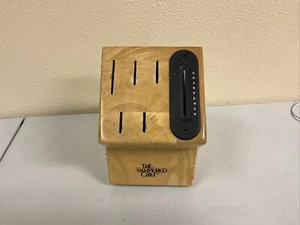 Pampered Chef Knife Block 5-Slot Wooden w/ Built-in Sharpener Countertop Heavy - Picture 1 of 2