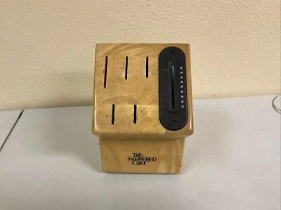 Pampered Chef Knife Block 5-Slot Wooden w/ Built-in Sharpener Countertop Heavy - Image 1 of 2