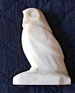 H. David Clancy Original Hand Carved Signed Cream Marble Snowy Owl 1985 - Imagen 1 de 5