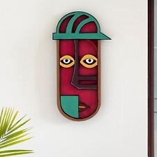 Tribal Wall Mask Decor Hand Painted Wall Sculpture  Handcrafted Hanging Art
