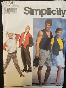 Vintage Uncut Simplicity Sewing Pattern 7241 Size A XS-XL Pants Vest Jacket B18 - Picture 1 of 4