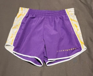 Nike Dri-Fit Running Shorts Live Strong Womens Size M Purple Yellow Gray  - Picture 1 of 10