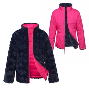 Rokka&Rolla Girls' Reversible Sherpa Fleece Puffer Jacket Teddy Sherpa Coat - Picture 1 of 45