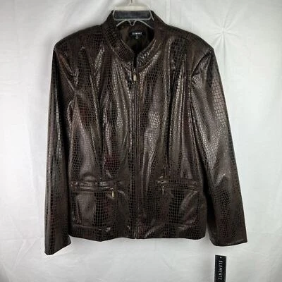 ELEMENTZ Womens Brown Snake Skin Jacket Size XL Full Zip - Image 1 of 4