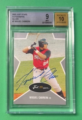 2003 MIGUEL CABRERA JUST MINOR STARS 银色亲笔签名 #7 BGS 9/10 LE #174/375 — 第 1/2 张图片