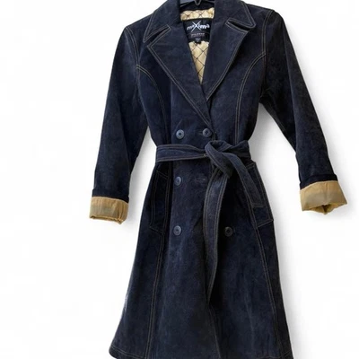 Gabardina Wilson’s Leather Máxima De Colección Azul Gamuza Talla M Forro Monograma Sedoso Foto 1 de 4