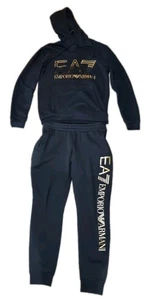 Herren Emporio Armani EA7 Schwarz & Gold Trainingsanzug Hoodie & Hose Größe M Medium - Bild 1 von 9