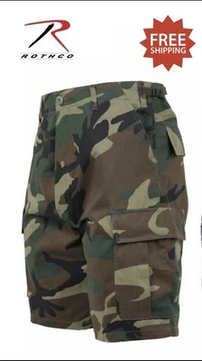 Pantalones Cortos Rothco Para Hombre WOODLAND CAMOFLAGE BDU Combate Ejército Militar - Talla XXL 2XL Foto 1 de 4