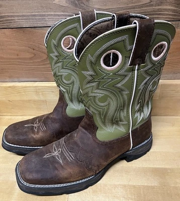 Durango Mujeres 10" Marrón Occidental RD3573 Punta Cuadrada Cuero Botas Zapatos Talla 9M Foto 1 de 4