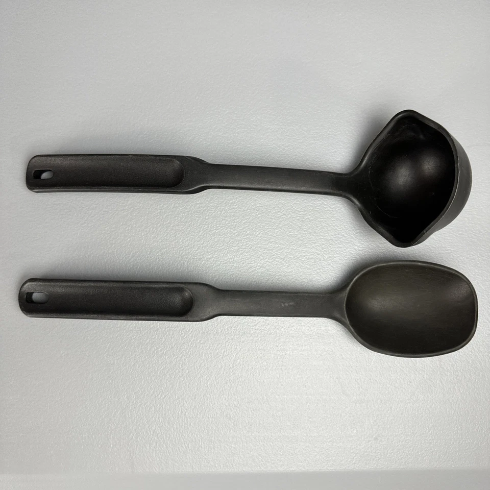 Pampered Chef SET 2 ~Black Nylon Utensils Serving Ladle & Spoon Resistant 425° - Image 1 of 4