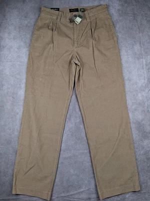 Pantalones de Pana Eddie Bauer Hombre 33x32 Beige Plisado Calce Suelto Pantalón Vintage NUEVO Foto 1 de 4