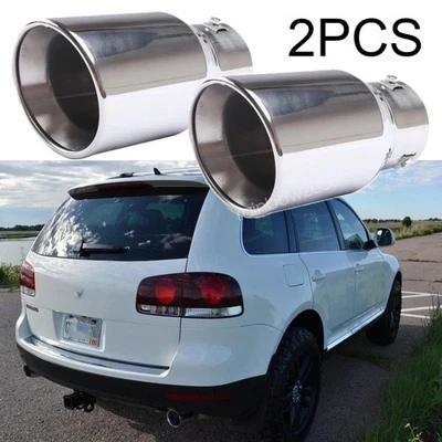 2X Car Exhaust Pipe Tip Rear Tail Throat Muffler For Volkswagen Touareg TDI Foto 1 de 4