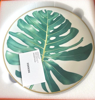 HERMES Passifolia Plato de Cena Vajilla Hoja Verde Plato Oro 24K Auténtico Nuevo 27 cm Foto 1 de 4