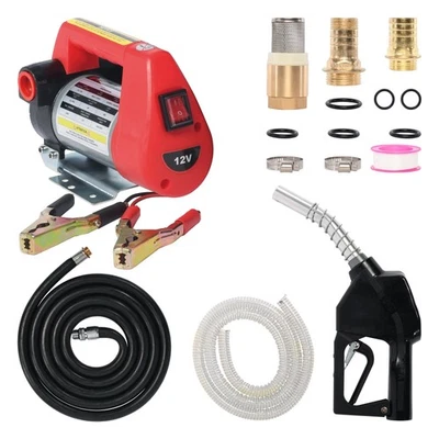 PARKERBRAND 12V Portable Diesel Transfer Fuel Pump Kit 12V - With Automatic Nozzle