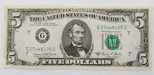 1969 C Five Dollar Note $5 Federal Reserve Bank of Chicago Illinois G27448105C - Picture 1 of 7