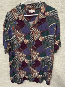 Herren Pacsun 100% Rayon leichtes Loud Print weiches Kurzarm Hemd Gr. XL - Bild 1 von 4
