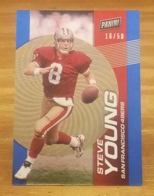 2023 Panini Player of the Day Blue/50 Steve Young San Francisco 49ers - Image 1 of 3