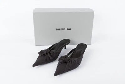 Balenciaga Black Knife Nylon Knot Heeled Mules Women's 37 Black Slip-On - Image 1 of 4