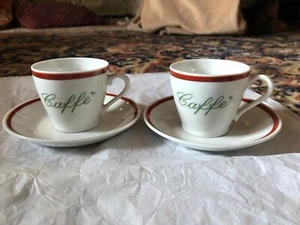 VTG PORZELLANFABRIK ESPRESSO CAFFE CUPS SAUCERS SET OF 2 BAVARIA - Picture 1 of 5