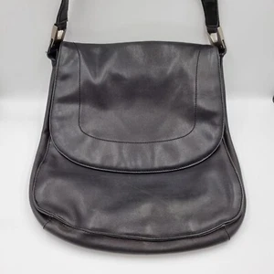 Vintage Country Road Black Genuine Leather Saddle Shoulder Bag Purse Y2K Style - Picture 1 of 13