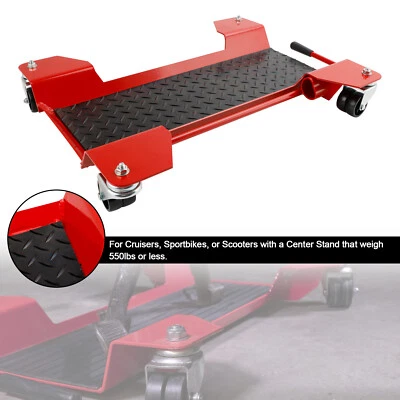 Motorcycle Centre Stand Moving Dolly Trolley Platform 360 Degree Caster 250kg US Foto 1 de 4
