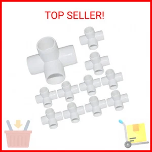 15Pack 3/4Inch 4 Way PVC Fittings, Heavy Duty PVC Elbow Side Outlet Tees, Furnit - Picture 1 of 2