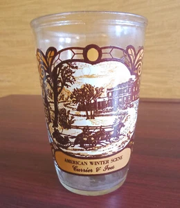 Vintage 1970's Currier & Ives American Winter Scene 16 Ounce Glass - Picture 1 of 9
