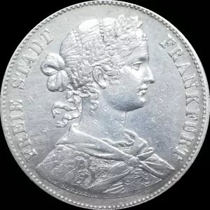 Frankfurt 1 Thaler 1860 Silver Eagle Aunc Coin Germany Taler German State - Picture 1 of 9