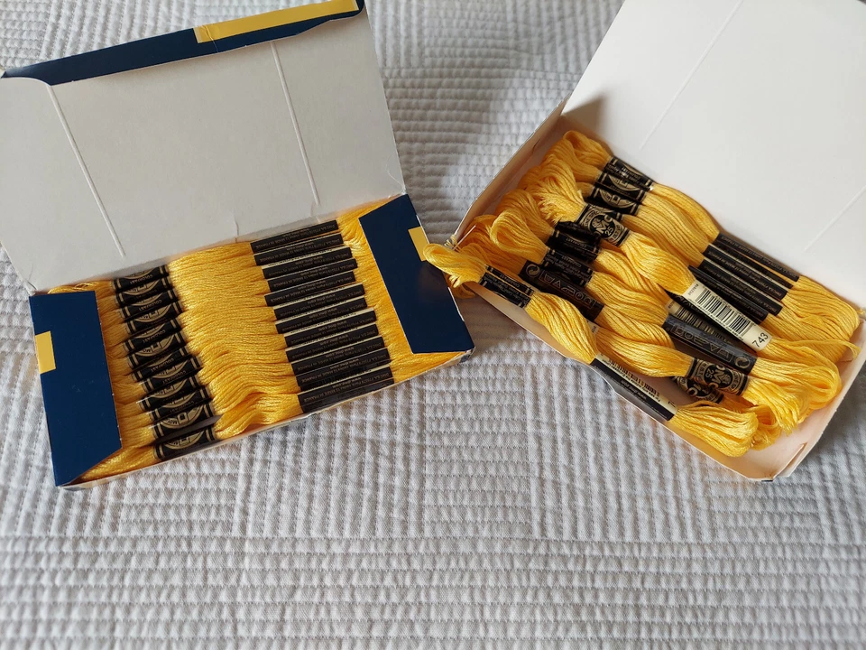 DMC Embroidery Floss 743 Medium Yellow - 23 Skeins - 6 strand floss DESTASH - Image 1 of 1