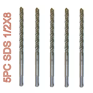 Set 5 pz punte per trapano a percussione SDS PLUS 1/2" diametro 8" punta in metallo duro lunghe G - Foto 1 di 12