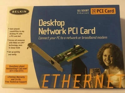 Belkin Desktop Network PCI Card 32 Bit 10/100BT Ethernet New in Box - Image 1 of 3