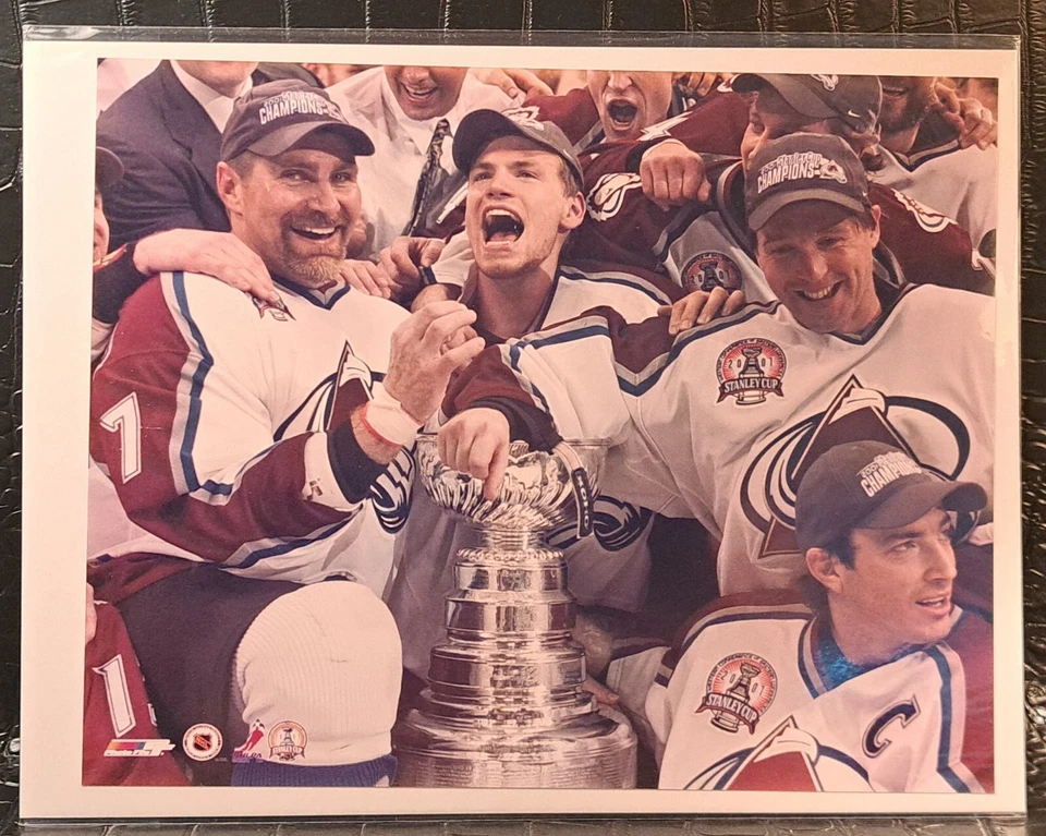 Colorado Avalanche 2001 Stanley Cup Champions brillante 8x10 Bourque, Roy, Sakic Foto 1 de 1