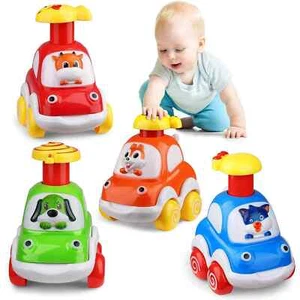 WQFSTORE WQFHK054 Toddler Animal Car Toys for 1 2 3 Year Old Boys, Press and Go - Picture 1 of 2
