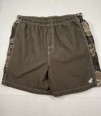 Caribbean Joe Lets Go Men's Brown with floral sides Swim Trunks  Sz XL - Image 1 of 4