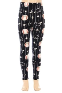 Zinati Girls Buttery Soft Navy I Love Baseball Leggings Size S/M - Picture 1 of 4