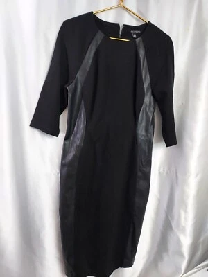 Vestido Eva Longoria Bodycon Talla L Negro Imitación Cuero y Punto Elástico Foto 1 de 4