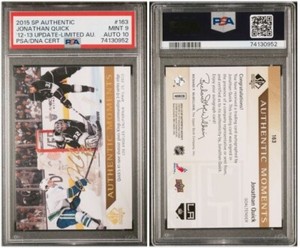 Jonathan Quick 2015 SP Authentic 12-13 Update Limited Auto 163 PSA 9 / 10 Kings