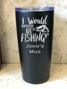 Personalisierter Thermo Travel Mug Becher - Ich würde lieber angeln  - Bild 1 von 11