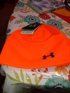 UNDER ARMOUR MEN'S STORM BLAZE ORANGE HUNTING FISHING WATER REPELLANT BEANIE - Picture 1 of 4