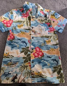 Disney Mickey And Friends Hawaiian Shirt Kids Size 7/8 - Picture 1 of 3