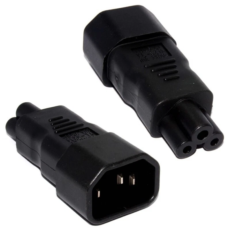 PAT TESTER IEC C14 Male Plug to C5 Female Socket Mickey Power Mains Plug Adaptor - Image 1 of 1