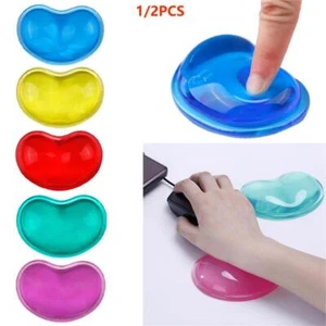 2pcs Wavy Comfort Gel Computer Mouse Hand Wrist Rests Silicone Heart-shaped Pad - Picture 1 of 26