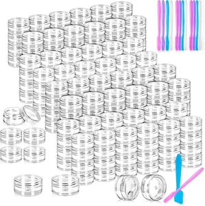Contenedores de plástico vacíos de 100 piezas con tapas transparentes pequeños contenedores de muestra de maquillaje - Imagen 1 de 12